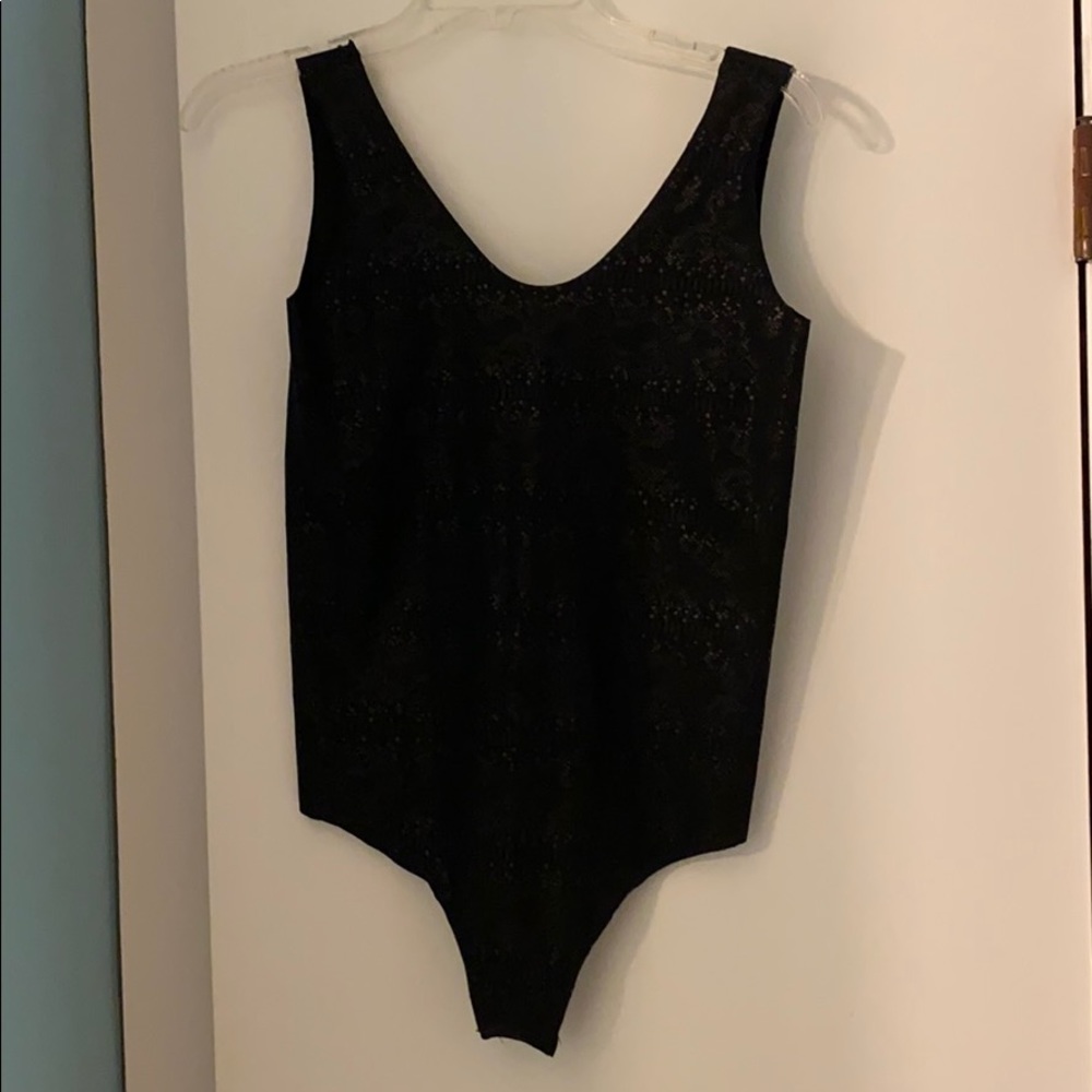NWT black with shimmer, lace illusion bodysuit